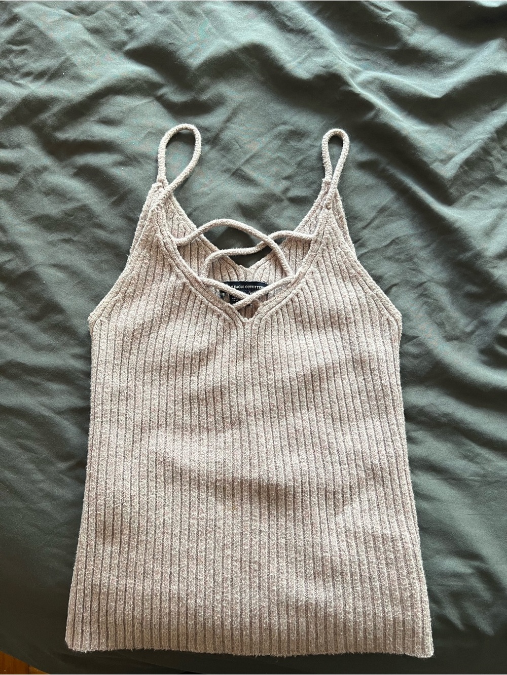 American Eagle Outfitters Taupe Ribbed Crisscross Tank